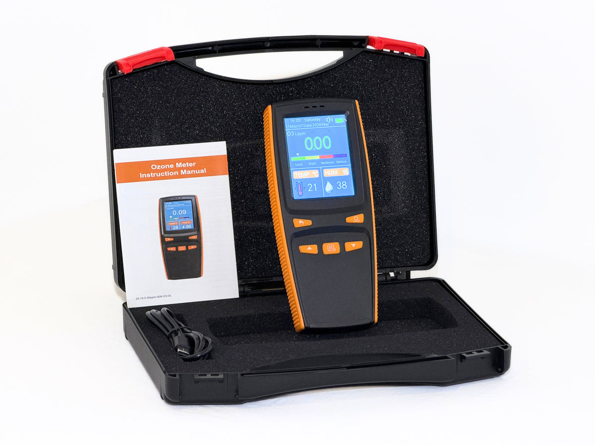 Dienmern DM509 O₃ Ozone Meter – Hordozható ózonmérő, hőmérséklet- és páratartalom-érzékeléssel