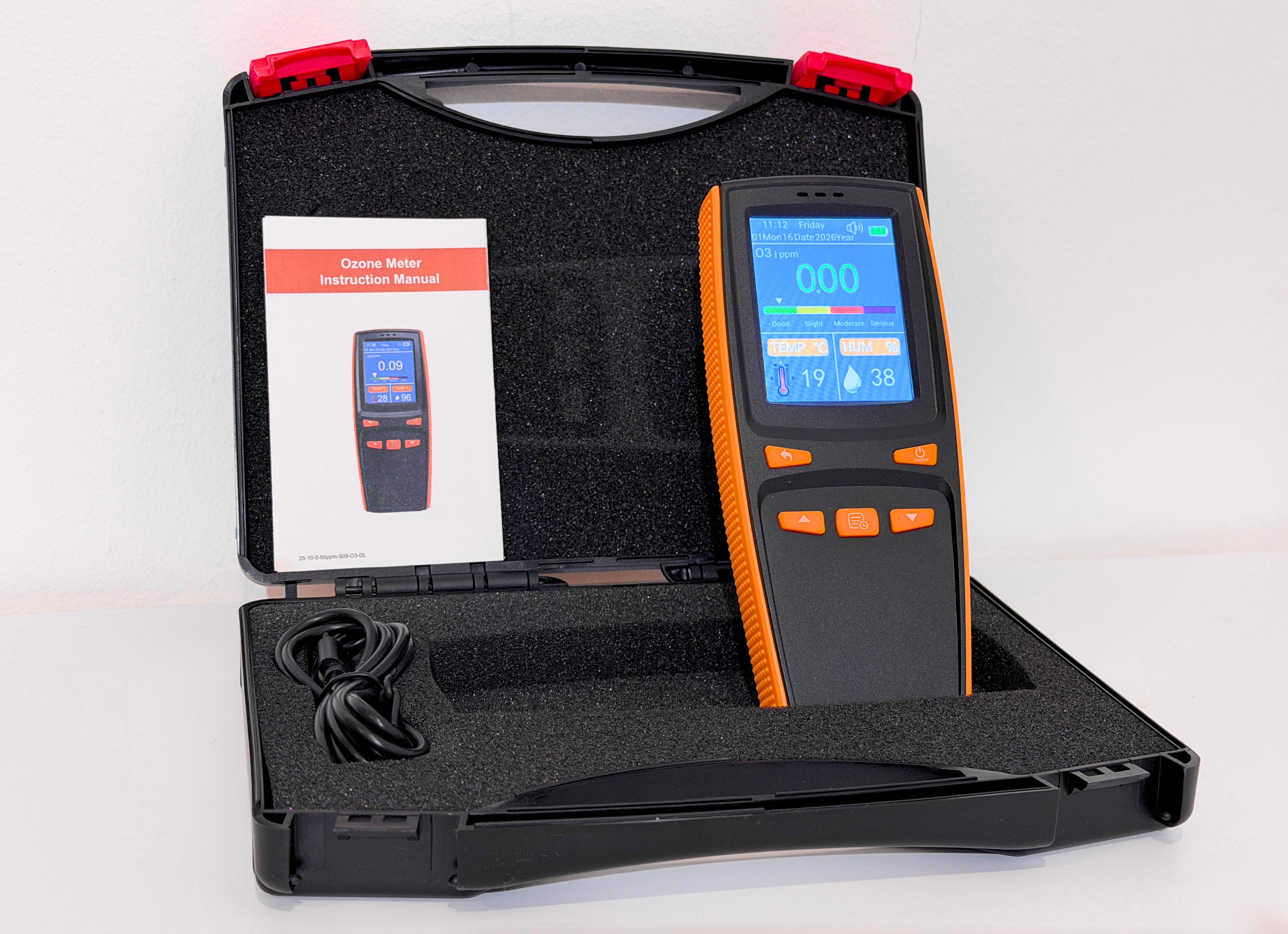 Dienmern DM509 O₃ Ozone Meter – Hordozható ózonmérő, hőmérséklet- és páratartalom-érzékeléssel